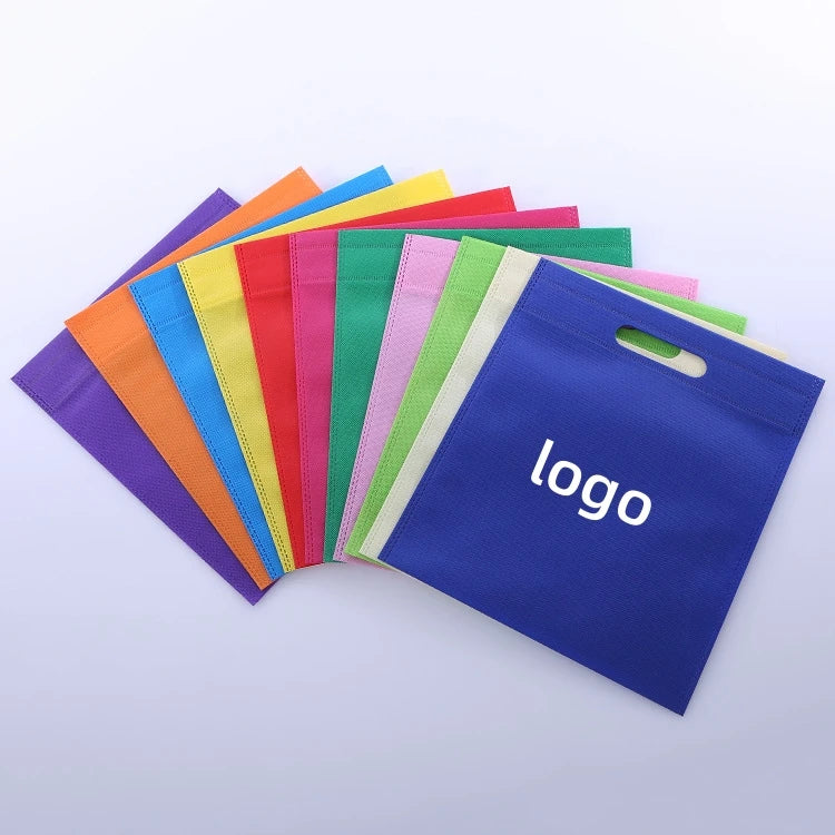 Wholesale Custom Logo Printing Nonwoven D Cut Bags Flat Pocket Clothes Packaging Bag for Advertisement