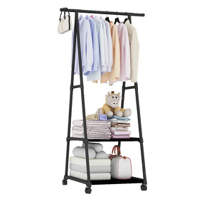 Removable Coat Rack Kids Standing Clothes Laundry Drying Hanger Coat Rack with Shelf