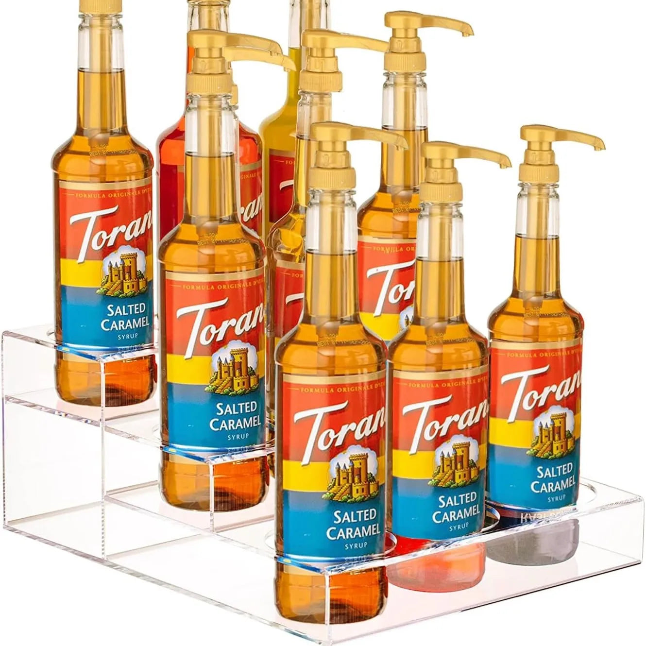 3 Tier Acrylic Bottle Holder to Storage Wine Champagne Coffee Syrups Display Rack