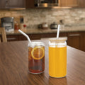 12oz 20oz Can Shaped Glass Modern Design Drinking Cups Bamboo Lids Glass Straw Stocked Water Glasses Iced Coffee Drinkwares