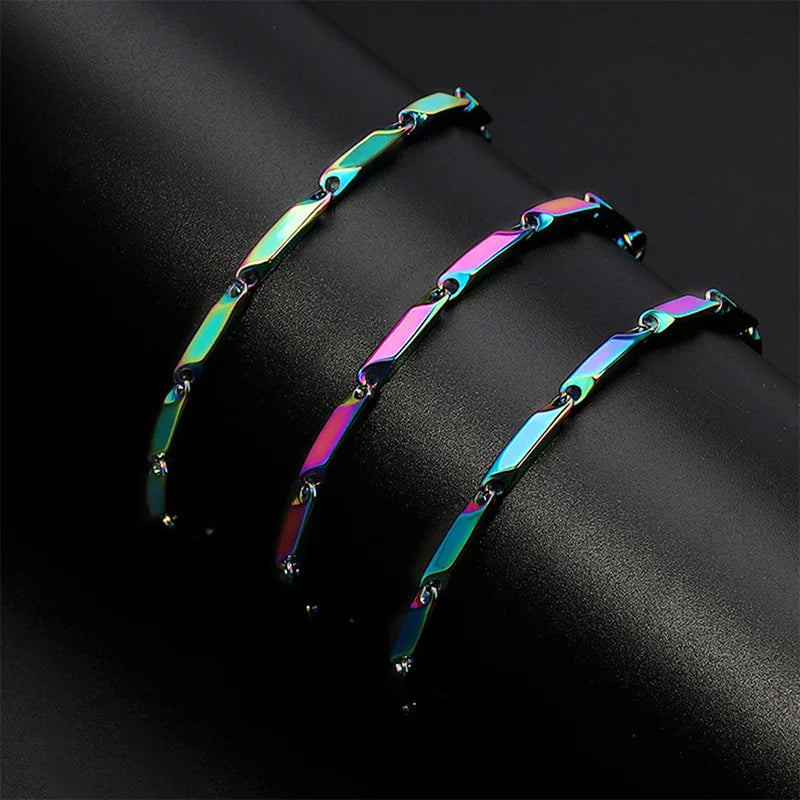 New Diamond Shape Titanium Steel Bracelet Men's Simple Stainless Steel Chain Versatile Chain Bracelet for Men
