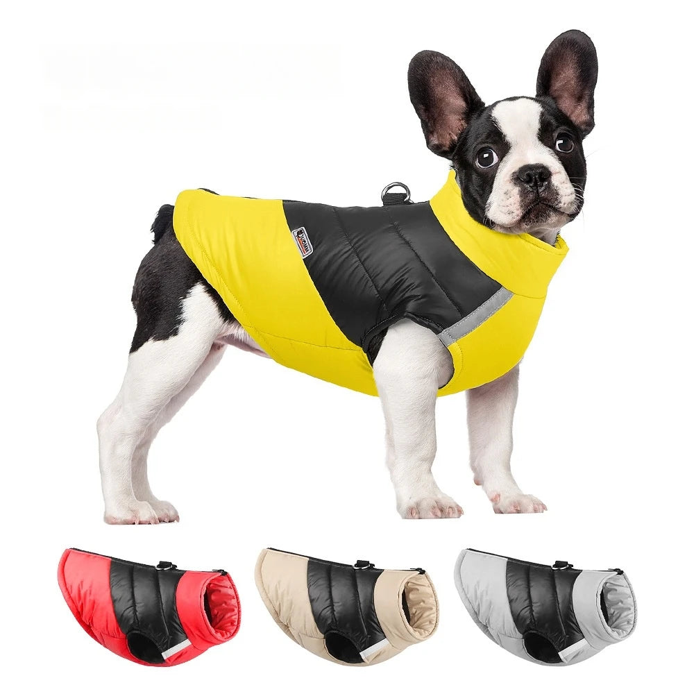 Fashion Winter-Ready Reflective Waterproof Vest Harness for Small and Medium Dogs Comfortable Color-Blocked British Style