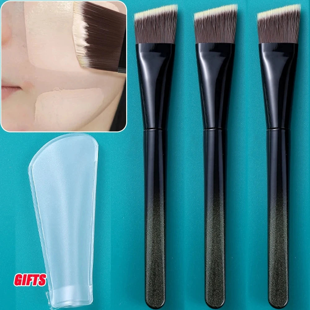 Ultra Thin Flat Foundation Makeup Brush Professional Women Face Contour Liquid Foundation Cream Blender Bevel ABS Concealer