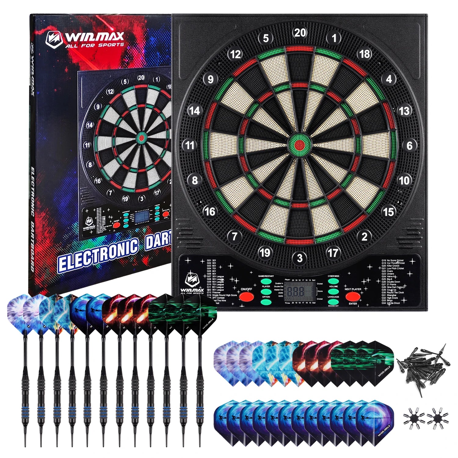 Win.max Professional Customizable Plastic Sports Dartboard Electronic Darts Machine Safety Features Darts Accessories Flights