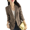 S-XXL Vintage Plaid Suit Coat Women's Autumn and Winter New Korean British Style Casual Small blazer Coat Tops