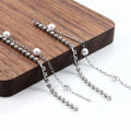 Stainless Steel Tassel Pendant with Pearl Glitter Rhinestones Chain Earrings Jewelry Making Components