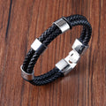2022 New Design Stainless Steel Charm Real Genuine Leather Bracelet Men Bangle Jewelry L20261