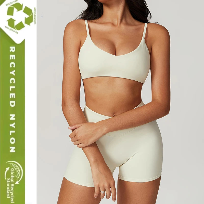 Custom Brand Seamless Yoga Legging Sets Recycled Fabric Fitness Gym Wears 2 Piece Workout Sets Women Butt Lifting Yoga Sets
