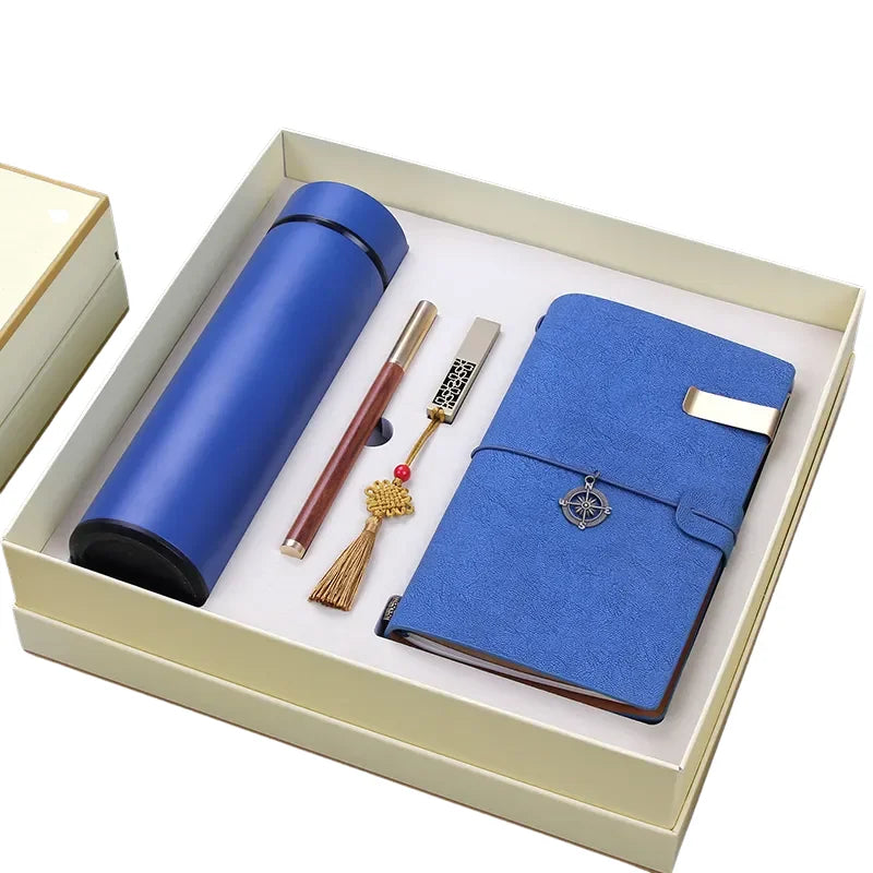Vacuum USB Pen A5 Notebook 5 Pcs Office Gift Sets Corporate Business Gift Set Custom Logo Silk Screen Printed Customized Color