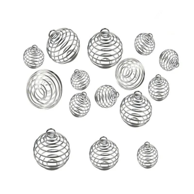 Hot Sale Silver Gold Plated Stone Holder Necklace Wire Spiral Bead Cages Pendant Findings for Jewelry Making and Crafting