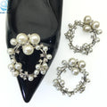 Fashionable Women Shoe Accessories Round Pearl Shoe Clips for Bridal Shoe Decorations