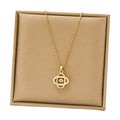 2024 New Fashion Design Flower Titanium Steel Necklace Micro-inset Zircon Pendant Temperament Clavicle Chain