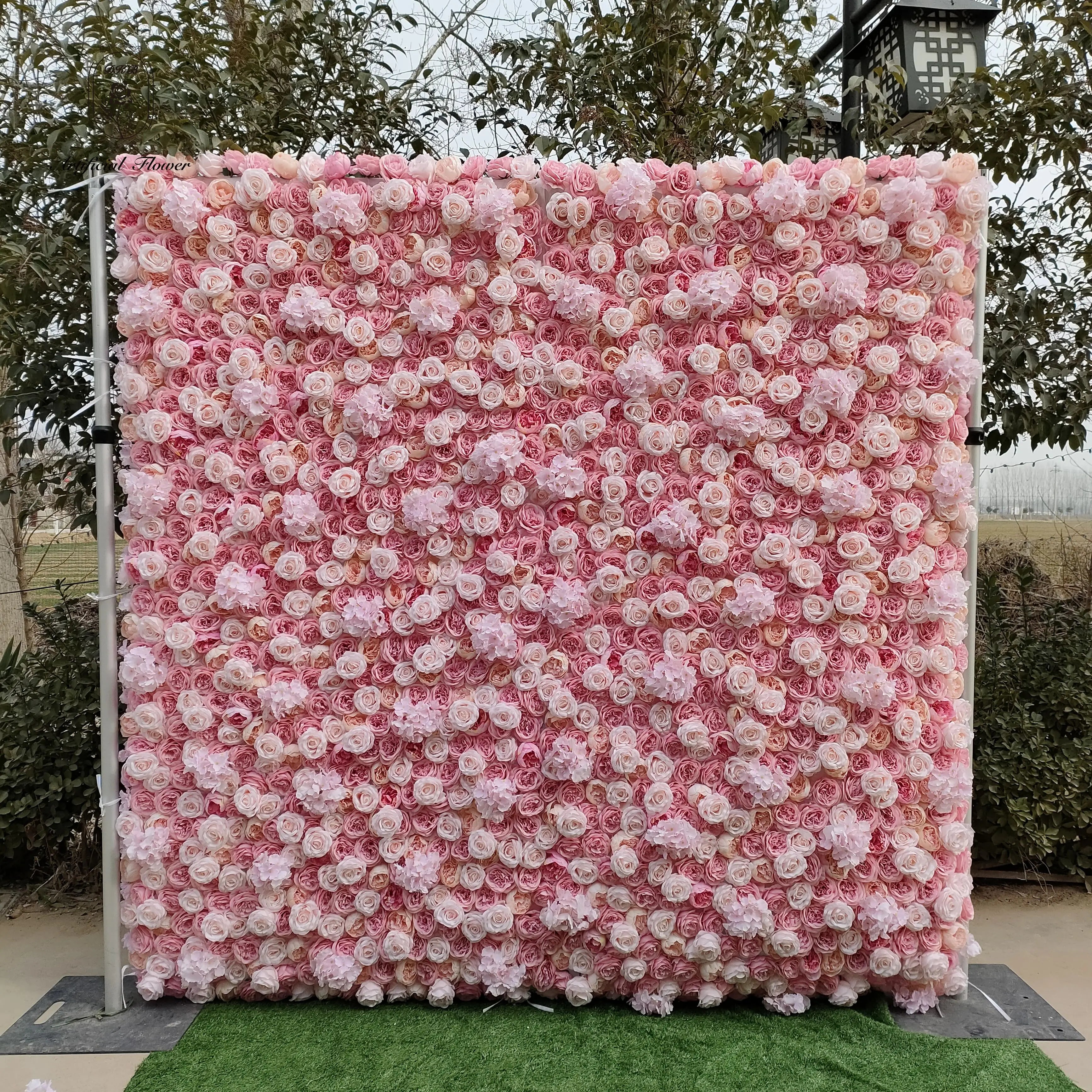 8ftX8ft Factory  Direct Supply Artificial Hanging Pink Flower Wall for Events Decorative Stage Flowers Backdrops