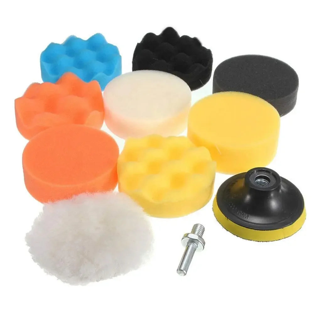 11pcs 4-inch Sponge Polishing Wheel Kit Buffer Polisher Pads for Car Beauty Waxing Polishing and Wash Cleaning Tools