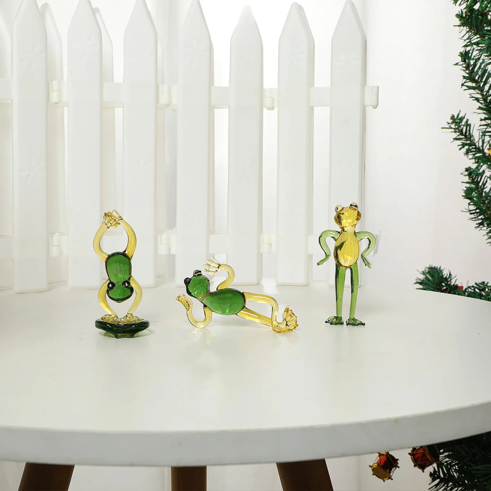 Green  Small Crystal Glass Frog Figurine   Figurines Cute Funny Frogs Statues Figurine Hand Blown 3 Piece Set