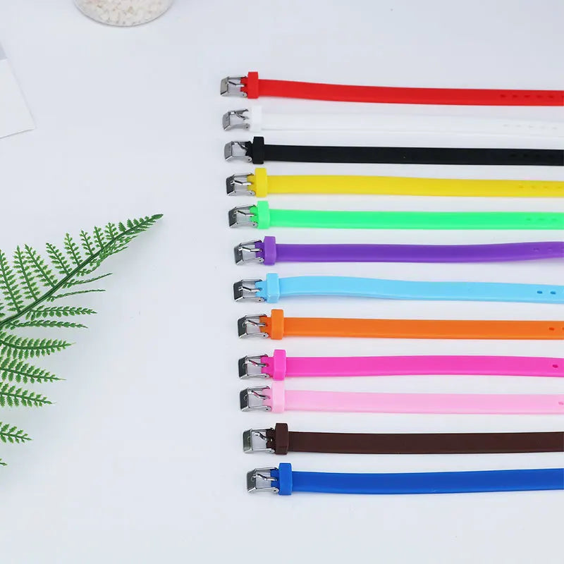 Colors Adjustable Blank Silicone Bracelet Strap Wristbands
