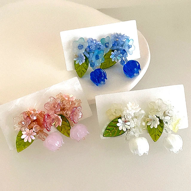 Factory Summer Versatile Earrings Fashion Multicolor Acrylic Earrings Temperament Multi-layered Flower Earrings Gifts for Women