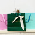 Biodegradable Custom Europe Green Shopping Foldable Paper Bag Packaging Kraft Gift Bags with Your Own Logo for Small Business