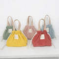 Corduroy Canvas Lunch Bag Box Drawstring Picnic Tote Eco Cotton Cloth Small Handbag Dinner Container Food Storage Bag