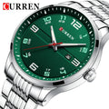 CURREN 8411 Sport Men Watch Top New Luxury Green Business Waterproof Male Clock Stainless Steel Quartz Man Wristwatch