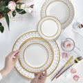 QIAN HU Luxury Royal Gold Rimmed Bone China Dinner Plate Customizable Fruits Vintage Eco-Friendly Restaurant Tableware Home