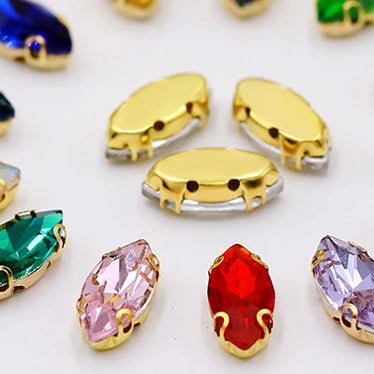 4*15mm Navette Loose Stone Beads Garment Ornament Claw Setting Sew on Rhinestone