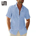 Liu Ming Cheap Wholesale Summer Casual Short Sleeve Beach Hawaiian Cotton Linen T Shirts for Men