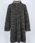 OFTBUY2023 X-long Real Fur Coat Robe Winter Gown Women Natural Mink Rabbit Fur Strip Sewed Toghter New Fashion Loose Streetwear