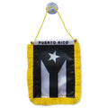 Mini 4''x6'' Black Puerto Rico Flag Polyester Hanging Pennants with Suction Cup for Car
