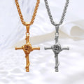 Stainless Steel Gold Plated Christian Jewelry Crucifix Cross Necklace Mens Punk Pendant Waterproof Rose Cross Necklace