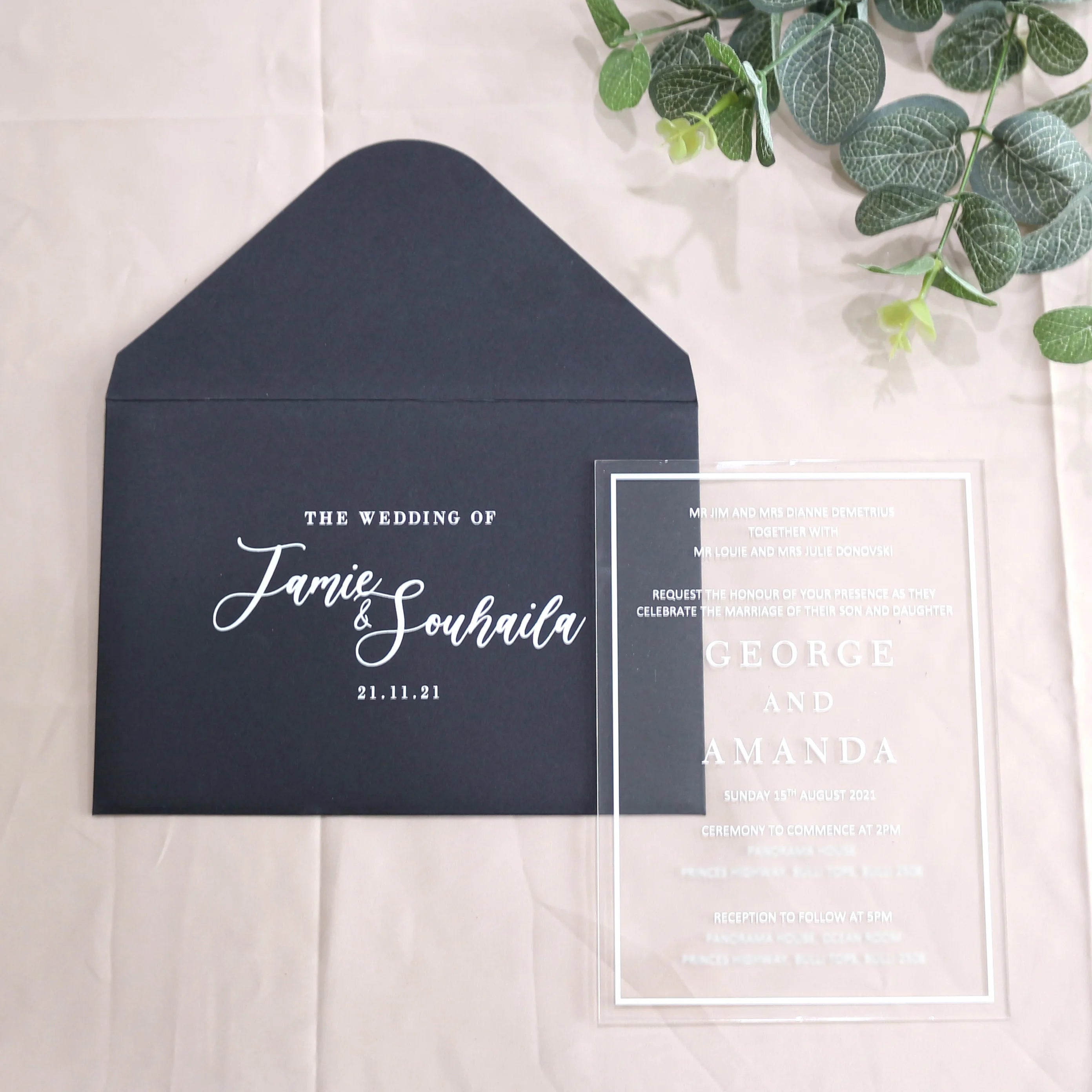 Customized Card Invitation Birthday Party Invitation Cards Luxury Transparent Acrylic With One Foil Printing Outside Envelopes