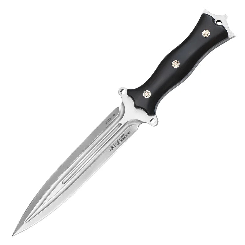 Customizable Tactical Survival Pocket Knife Stainless Steel Blade with Horn Ebony Wood Handle Industrial EDC DIY OEM