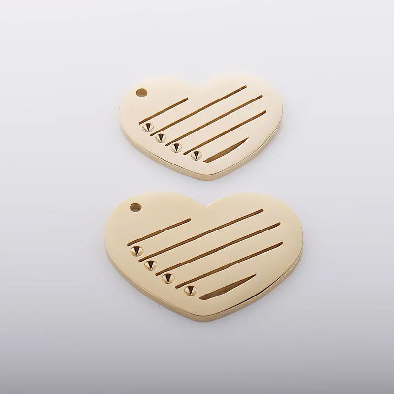 Hot Selling Mirror Stainless Steel Heart-shaped Hollow DIY Gold Customizable Engraved Pendant Accessory