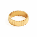 Joolim Jewelry Wholesale 18K Gold Plated Stainless Steel Croissant Gear Shape Rings for Women MegaBDM