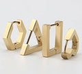 Men's Stainless Steel Fashion Earrings Hexagon Heart Star Geometric Huggie Square Triangle Rectangle Rectangle Earring Jewelry
