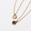 Fenny PVD Plated No Fade Fashion Dainty Black White Opal Agate Pendant Necklace Stainless Steel Jewelry Wholesale