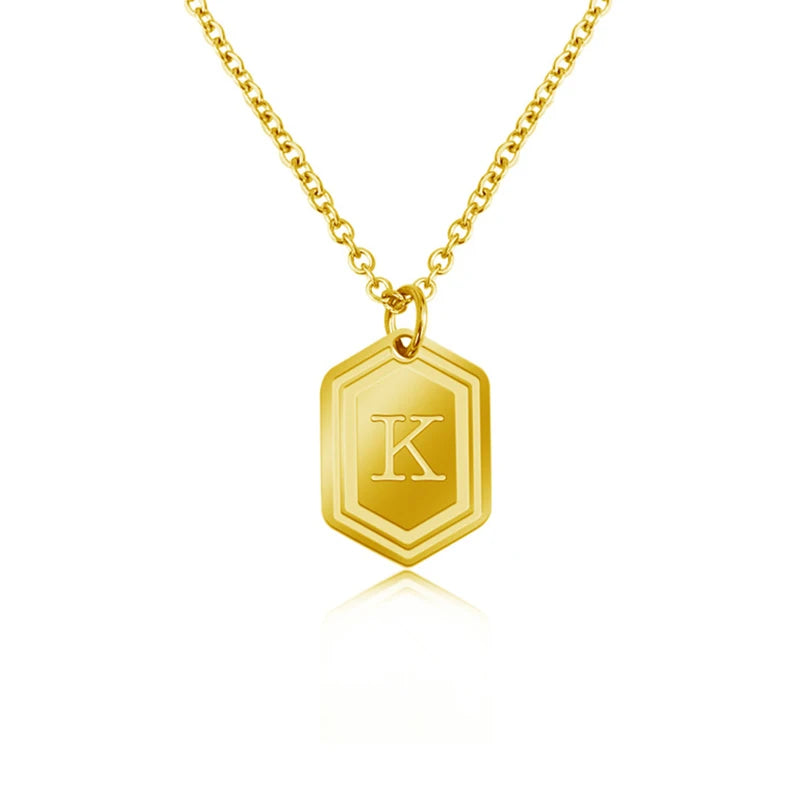 Personalized 18K Gold Initial Pendant Necklace Wholesale Fashion A-Z Letter Alphabet Custom Engraved Necklace for Women Girls