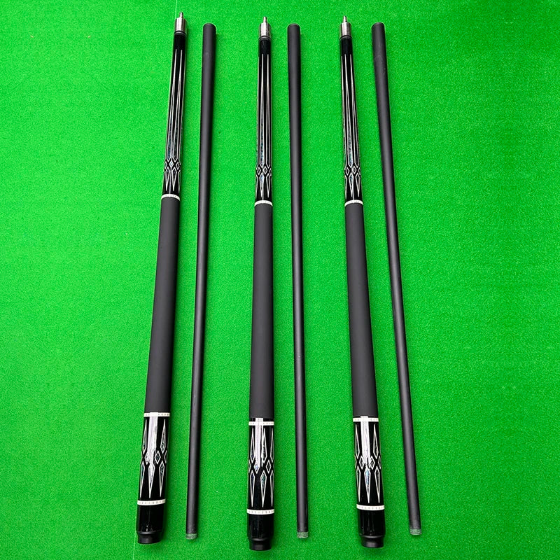 57\" 2-Piece Stainless Steel Joint Fiberglass Graphite Composite Pool Cue Sticks with 13mm Multi-Layer Tip for Snooker