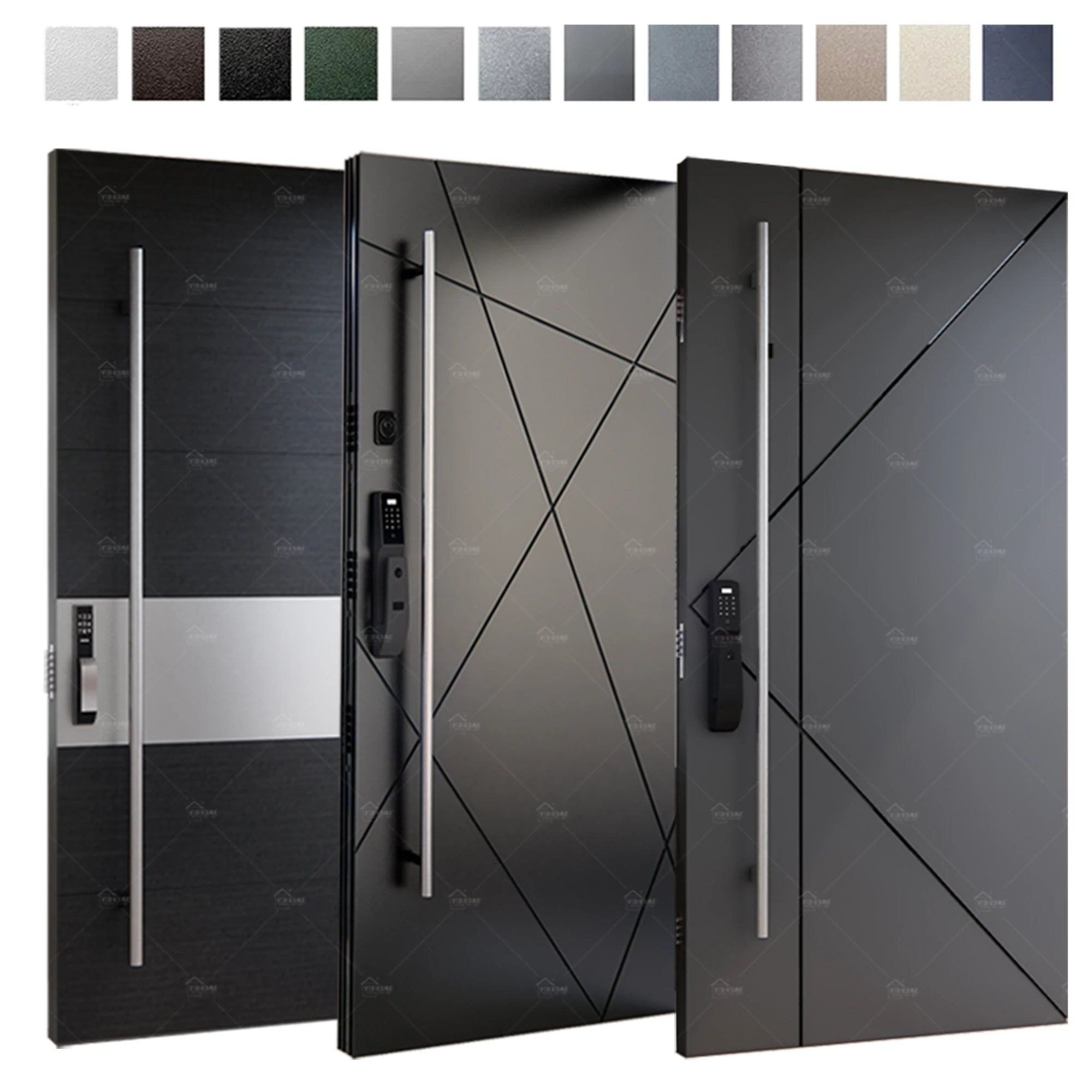 European Style High Quality Luxury Cast Aluminum Front Doors Security Hotel Entrance Door Exterior Black Aluminum Doors