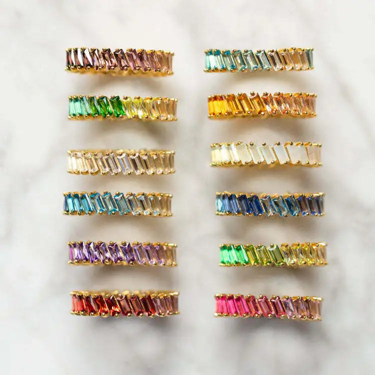 Unique Gradient Color Zircon Ring Birthstone Mother's Day Gift Ideas Custom Ring Summer Jewelry