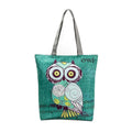 RUTH Owl-Inspired Letter Pattern Canvas Tote Handbag for Women with Shoulder Strap Casual Beach-Inspired Medium Size