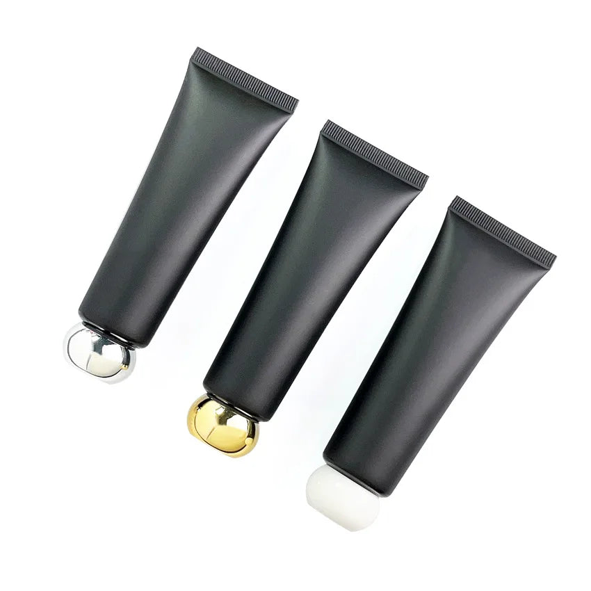 Matte Black Frosted 50ml/50g Cosmetic Plastic Empty Bottle Screw for Lotion Foundation Hand Cream PE Face Masks Skin Care Serums
