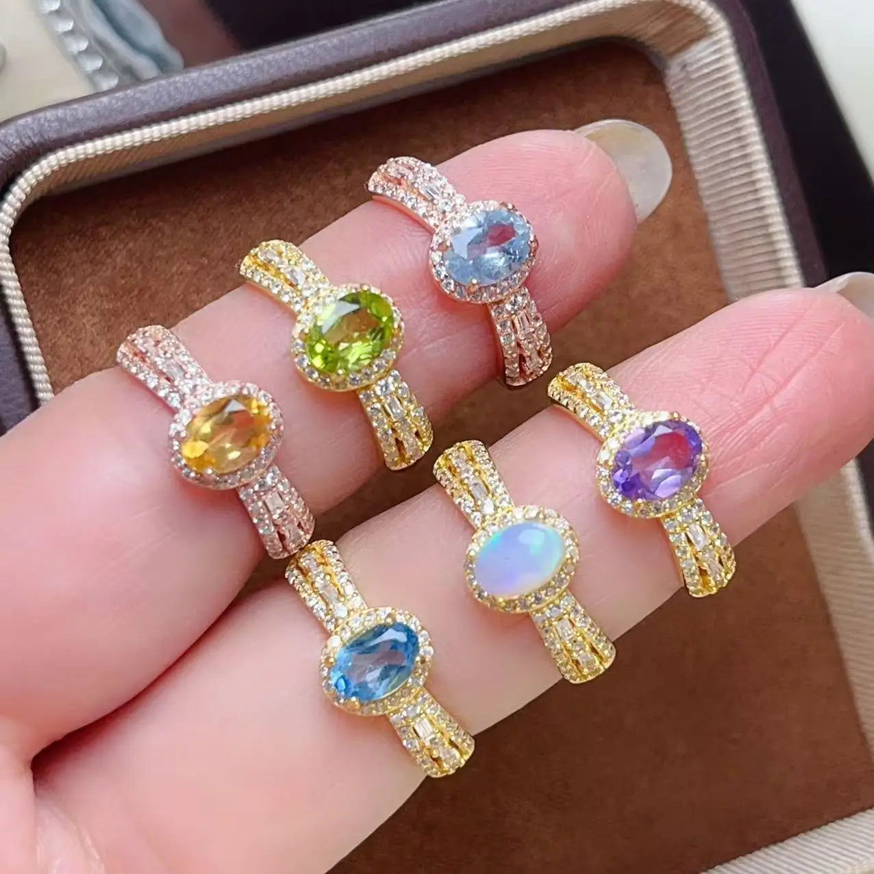 New Design 925 Sterling Silver Natural Gemstone Jewellery Fashion Women Rings Wholesale