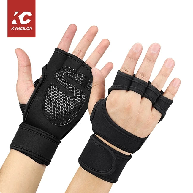 Half-finger Microfiber Adjustable Non Slip Gym Fitness Gloves for Men Weight Lifting Exercise Training