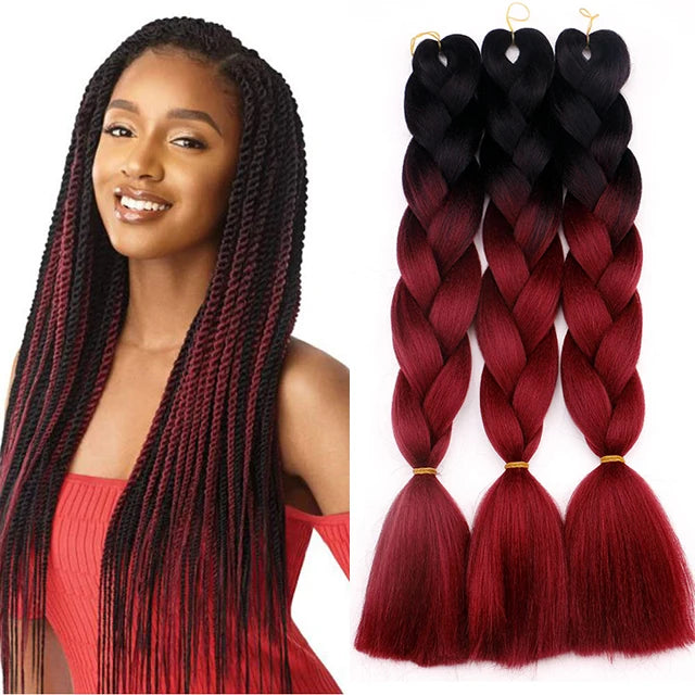 Wholesale Jumbo Braiding Hair 100g Crochet Braids Hair 24 Inch Synthetic Braiding Hair Extensions Ombre Color