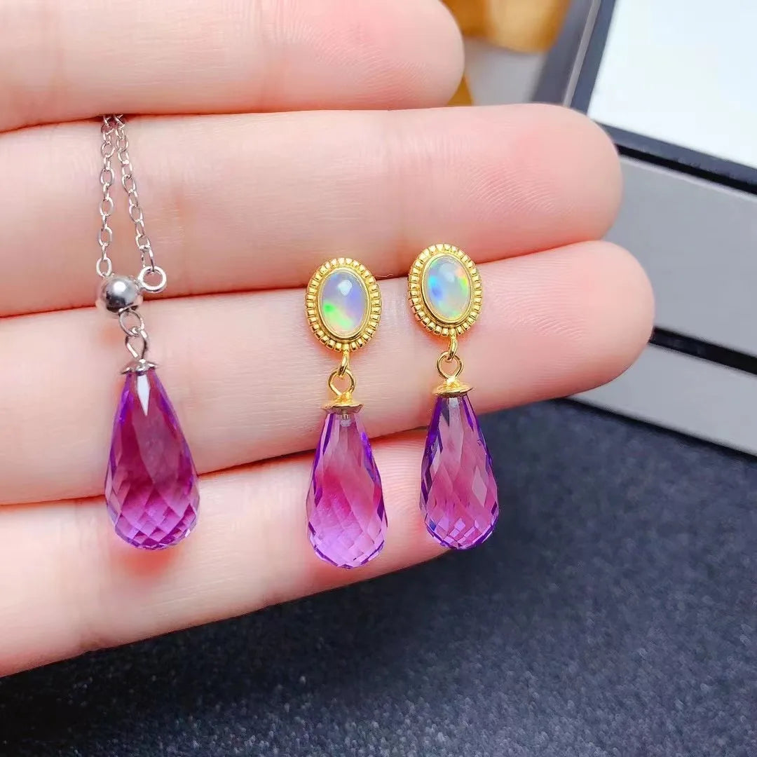 New Design Indian 925 Sterling Silver Jewelry Sets Natural Opal Chains for Couples Gold for Parties Engagements Women's Gift