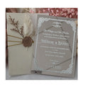 Customize Luxury Beige Gold Silver Mirror Flower Quinceaneraacrylic Wedding Invitations Card With Velvet Envelope