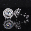 Starsgem 7.5mm Round Cut DEF Moissanite Diamond Gemstone Dainty 18k White Solid Gold Studs Earrings