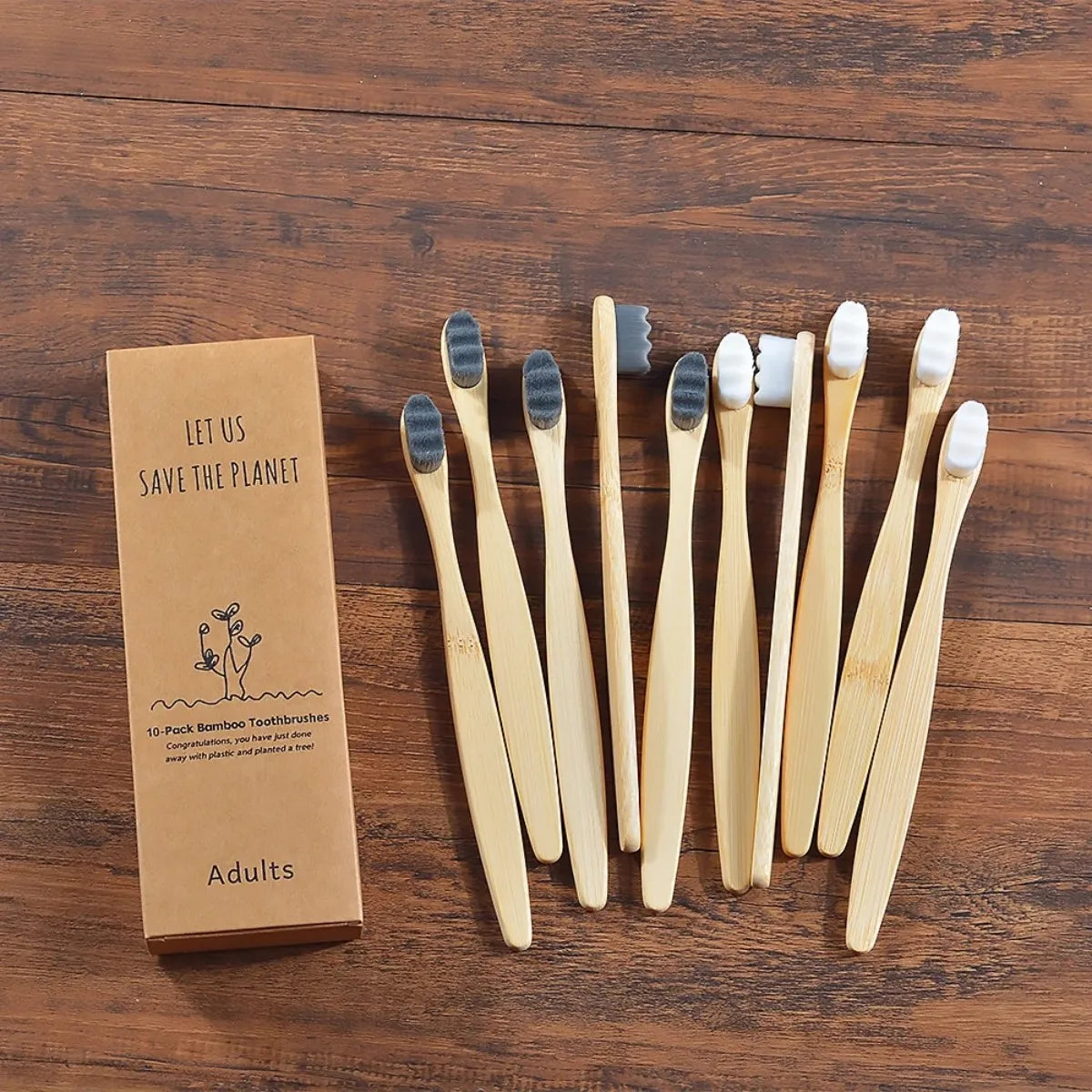 Biodegradable Bamboo Toothbrush Environmentally Friendly Natural Material Ultra Dense and Soft Bristles10 Thousand Customized