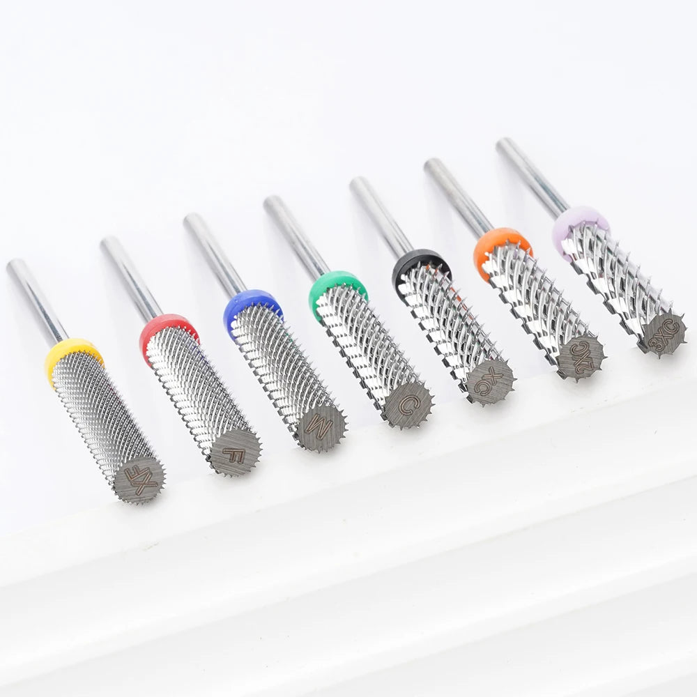 Super Long Nail Drill Bit Small Barrel Flat Top Carbide Milling Cutter Strong Polishing Nail Gel Manicure Drill Polisher Bits